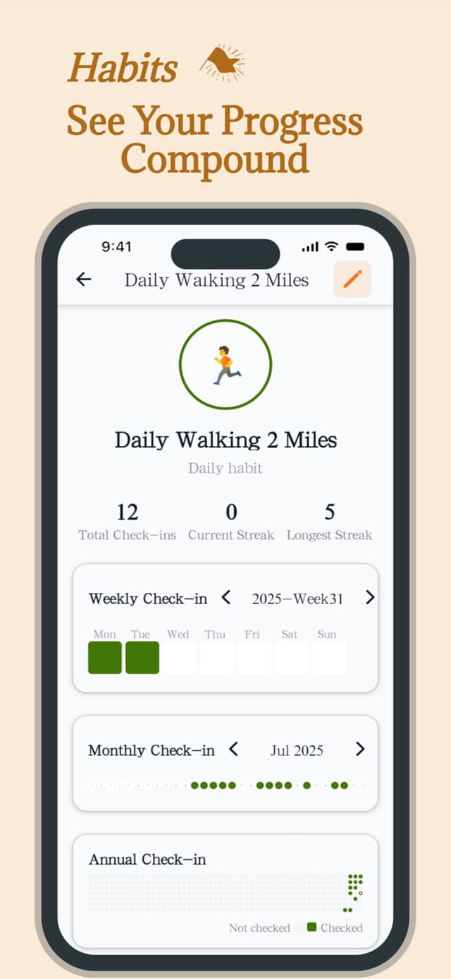 Habit formation and tracking functionality