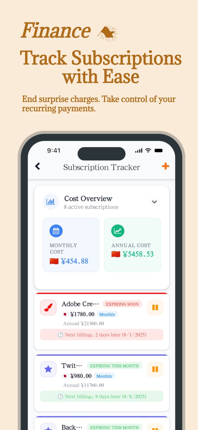 Subscription and account management interface