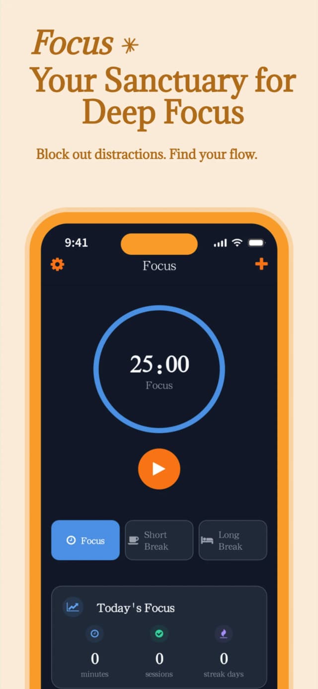 Immersive focus mode for deep work sessions